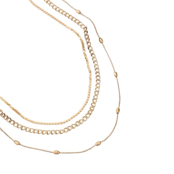 BOUTIQUE Faux Gold Minimalist Layered Choker Necklace - 12” - Picture 3 of 3